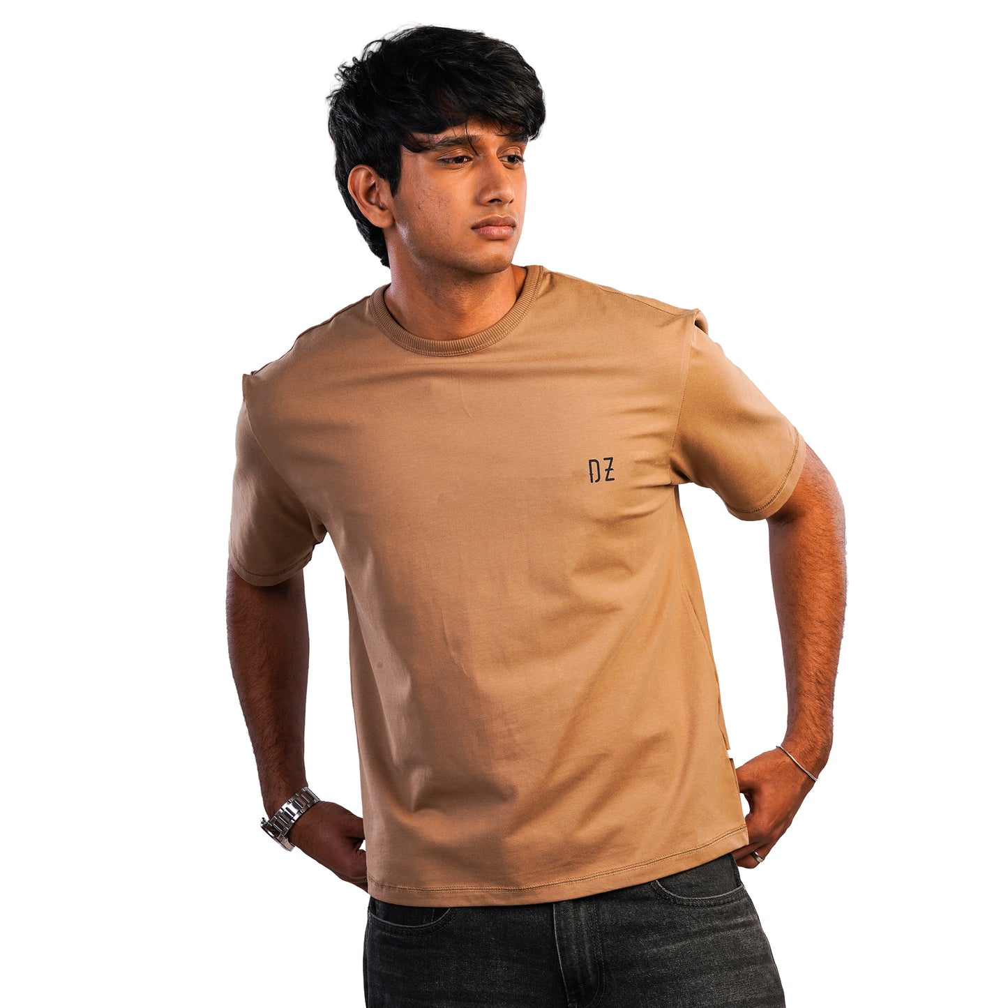 DUGAZI Khaki Oversized Tee Indian Streetwear Style