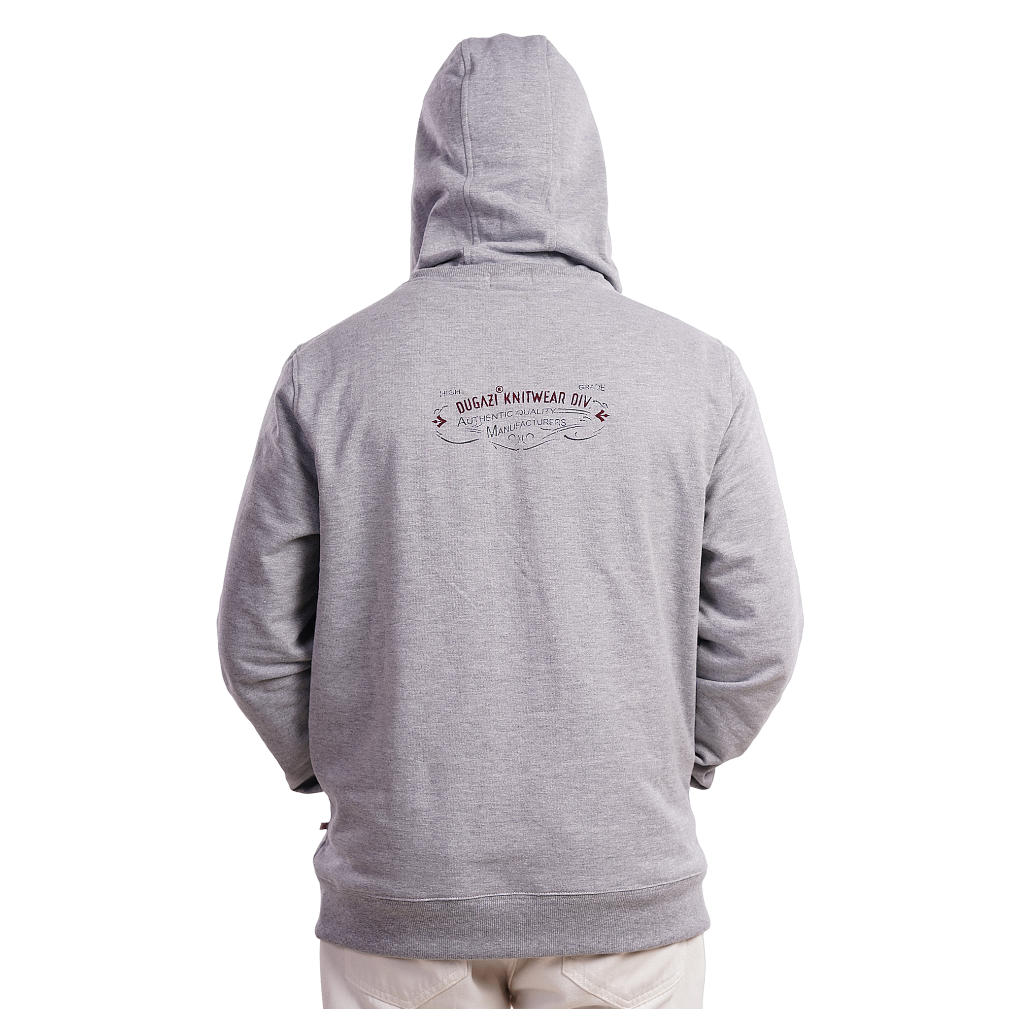 DZ Fleece knit Chest Embroidery Long Sleeve Hoodie With Pure Leather Accessories