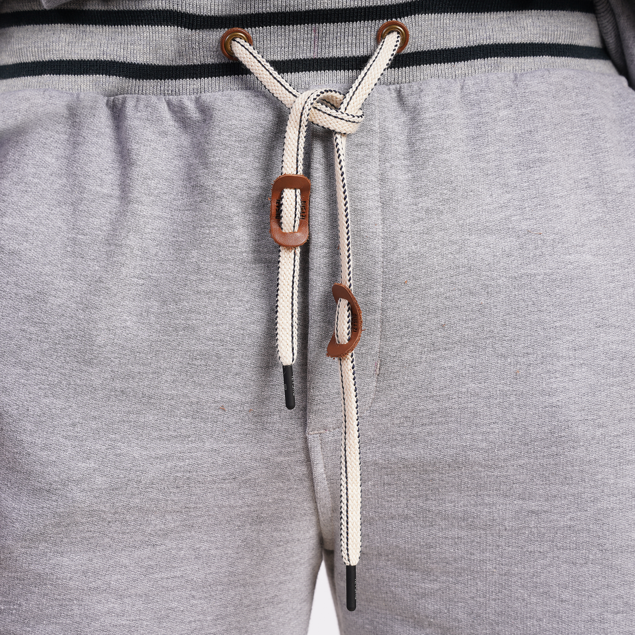 DZ Fleece Knit  leisure Pants With Pure Leather Accessories