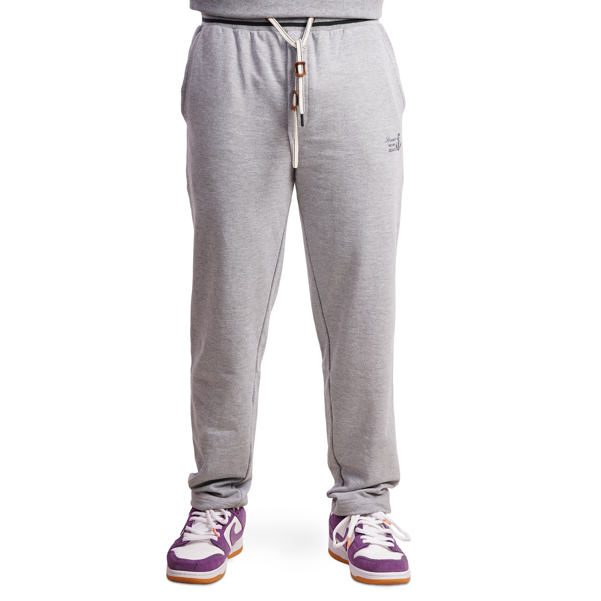 DZ Fleece Knit  leisure Pants With Pure Leather Accessories