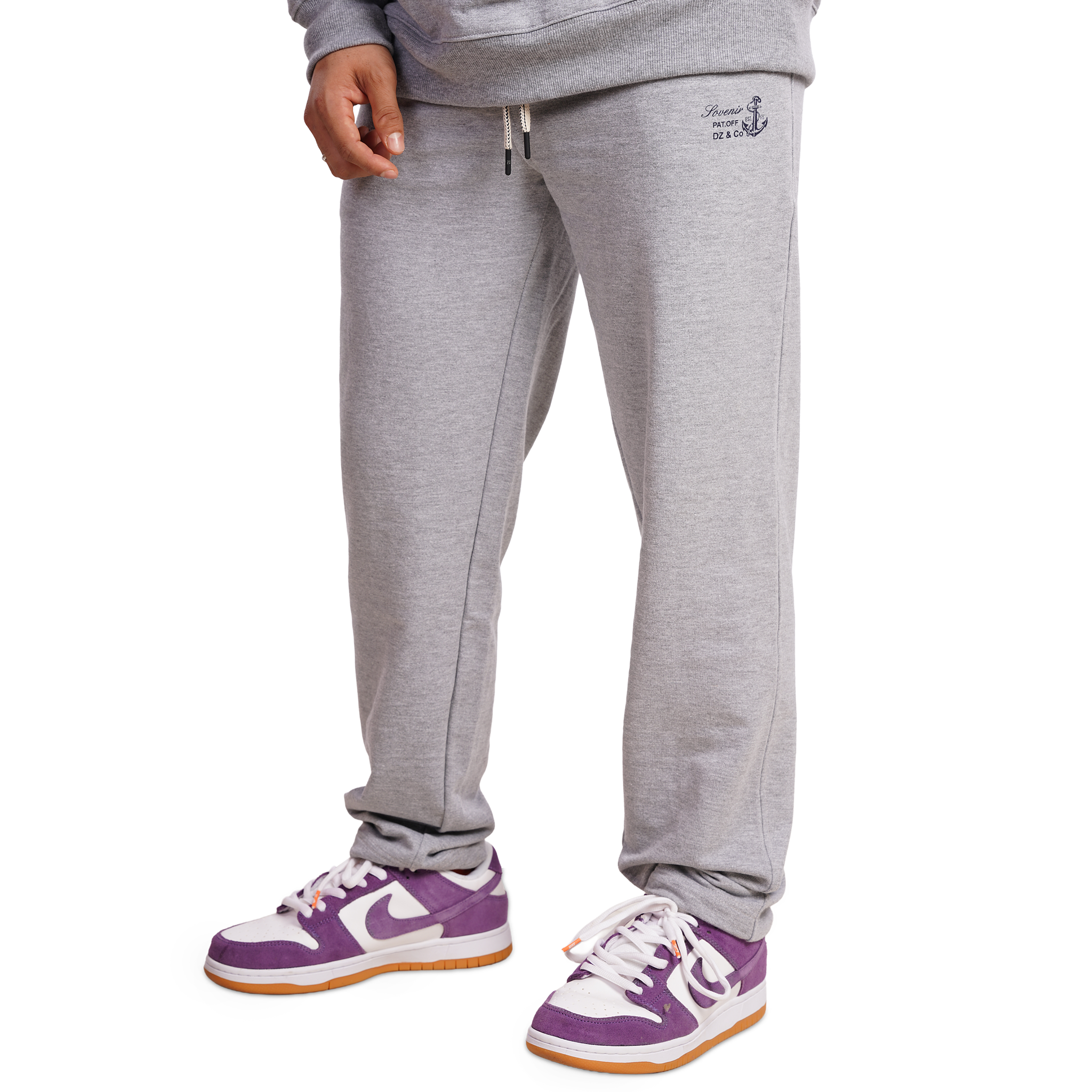 DZ Fleece Knit  leisure Pants With Pure Leather Accessories