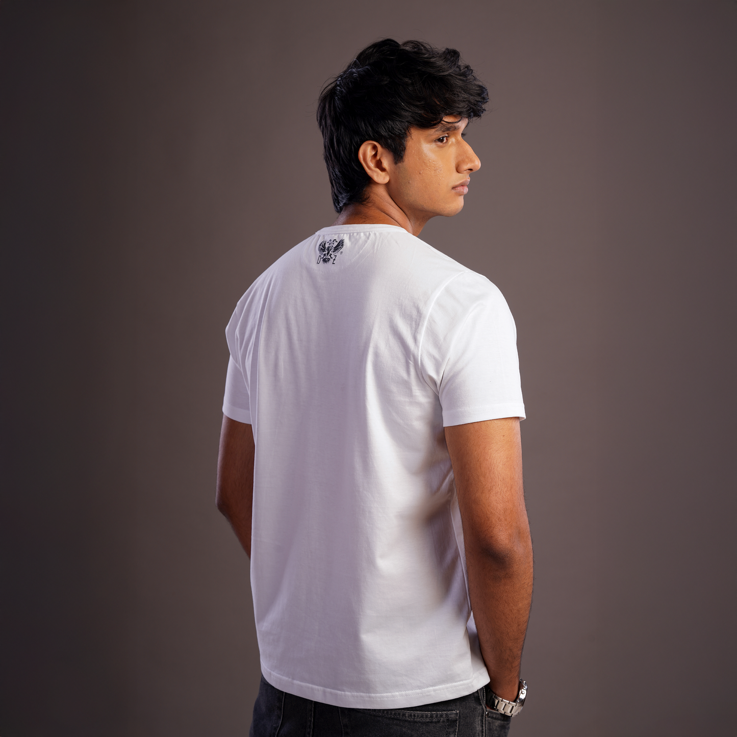 DUGAZI Moon White Men's Casual Tee Indian Streetwear