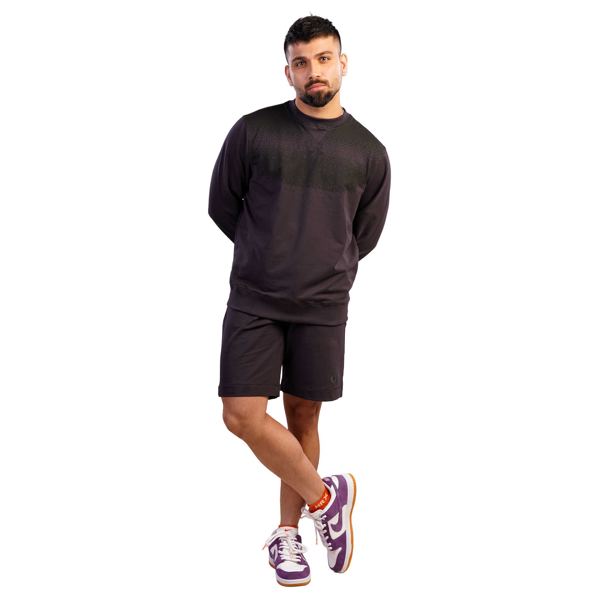 DZ French terry Chest Print Long Sleeve Sweatshirt