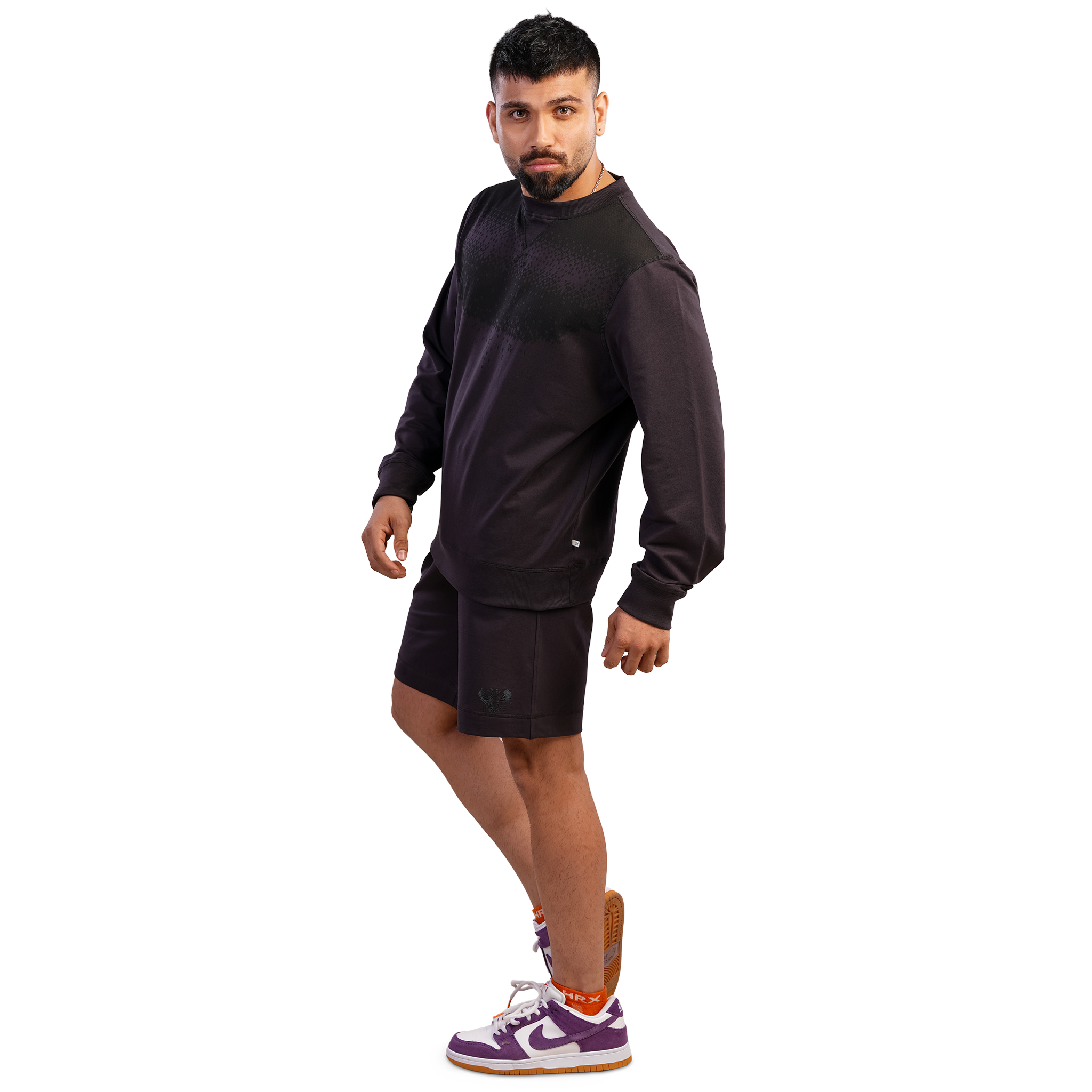 DZ French terry Chest Print Long Sleeve Sweatshirt