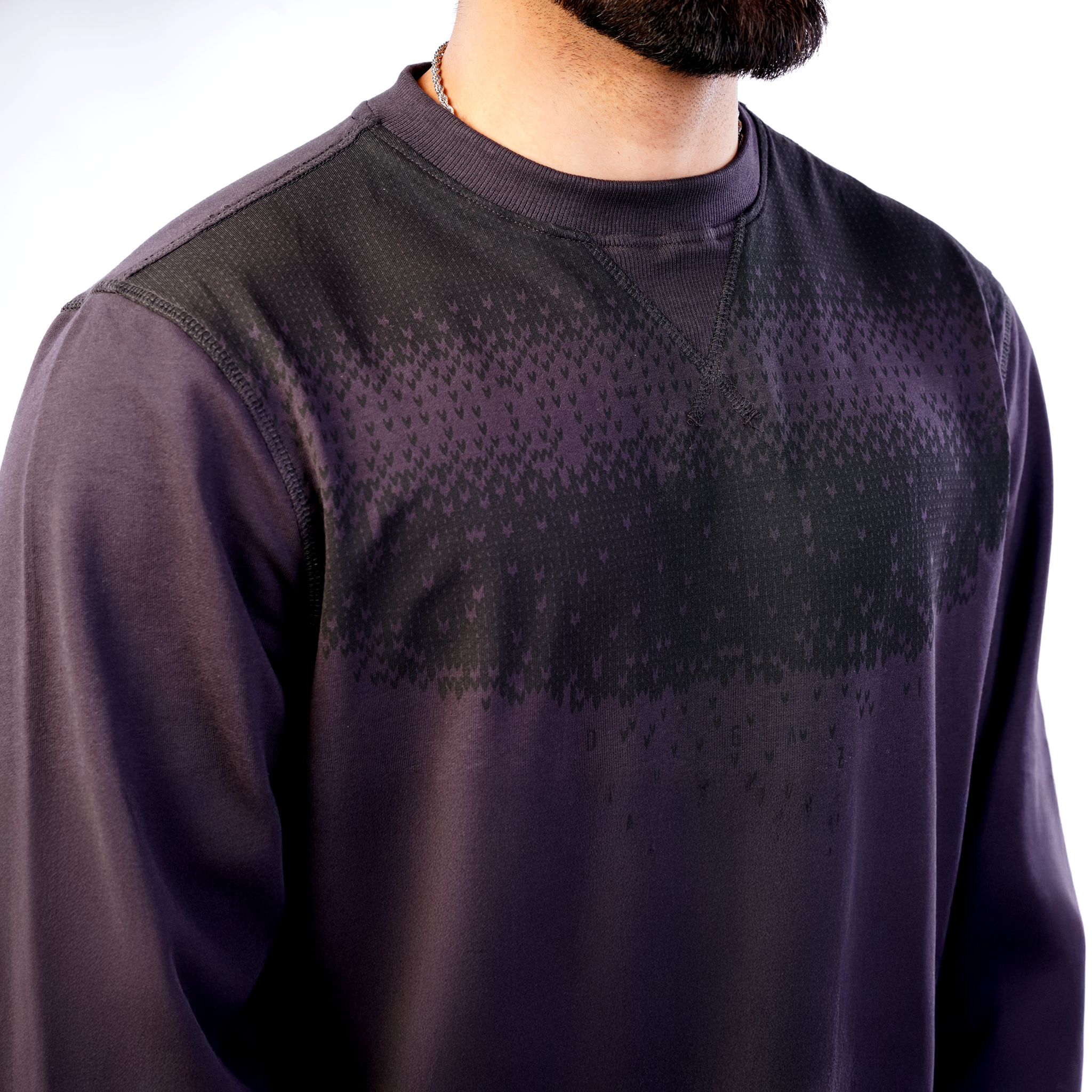 DZ French terry Chest Print Long Sleeve Sweatshirt