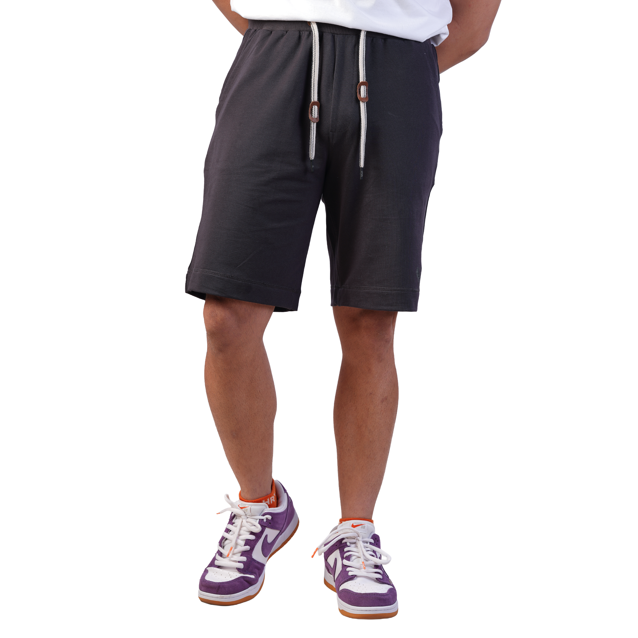 DZ French terry Shorts With Pure Leather Accessories