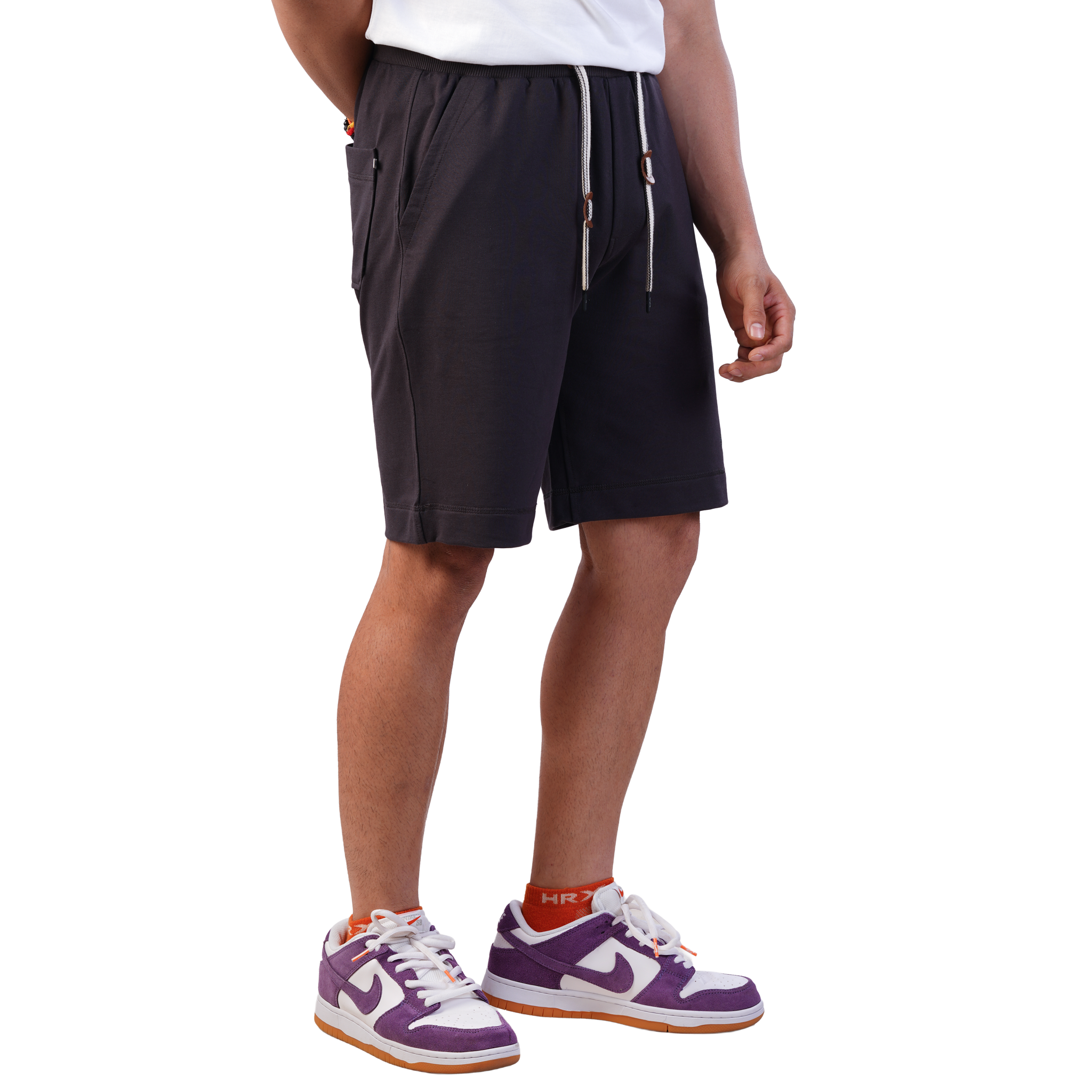 DZ French terry Shorts With Pure Leather Accessories