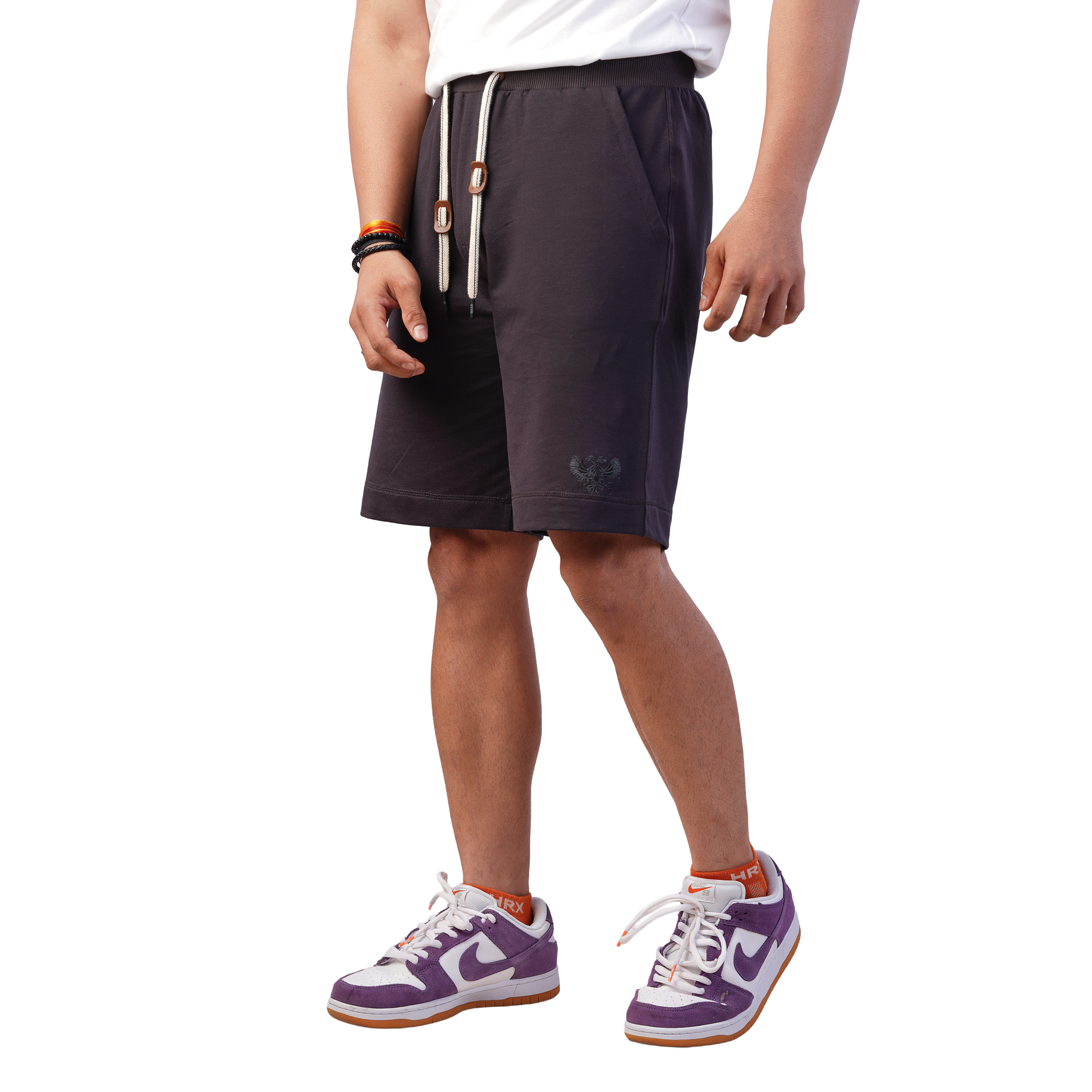 DZ French terry Shorts With Pure Leather Accessories