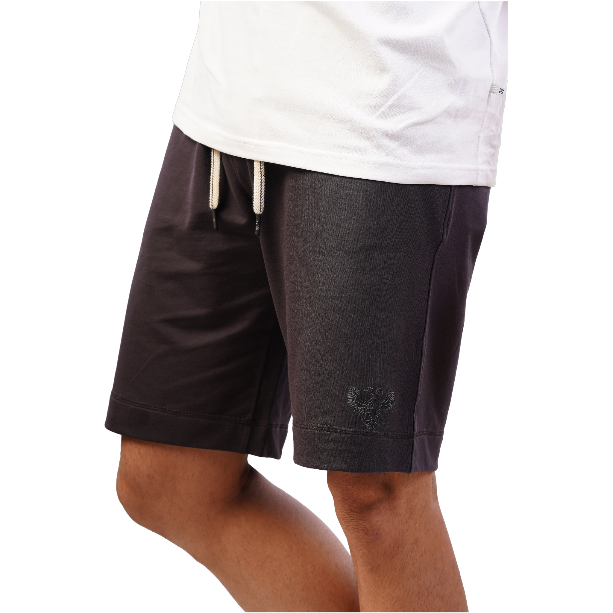 DZ French terry Shorts With Pure Leather Accessories