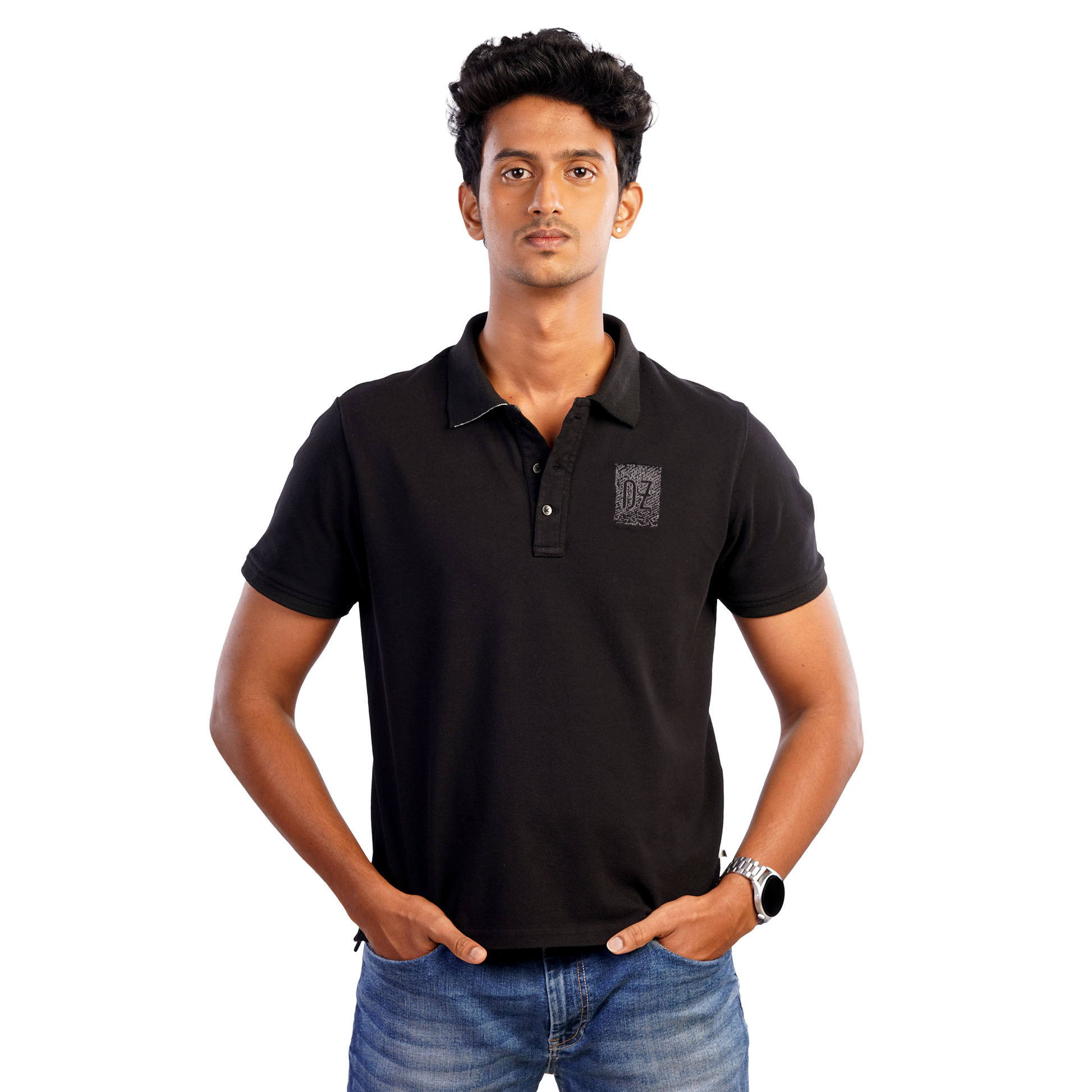 DUGAZI Black Crest Polo Men's Lifestyle Shot