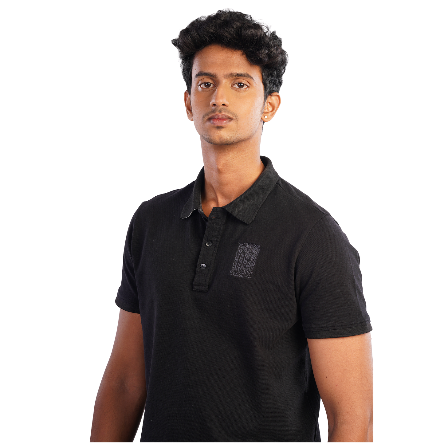 DUGAZI Black Polo Shirt Embroidery Detail