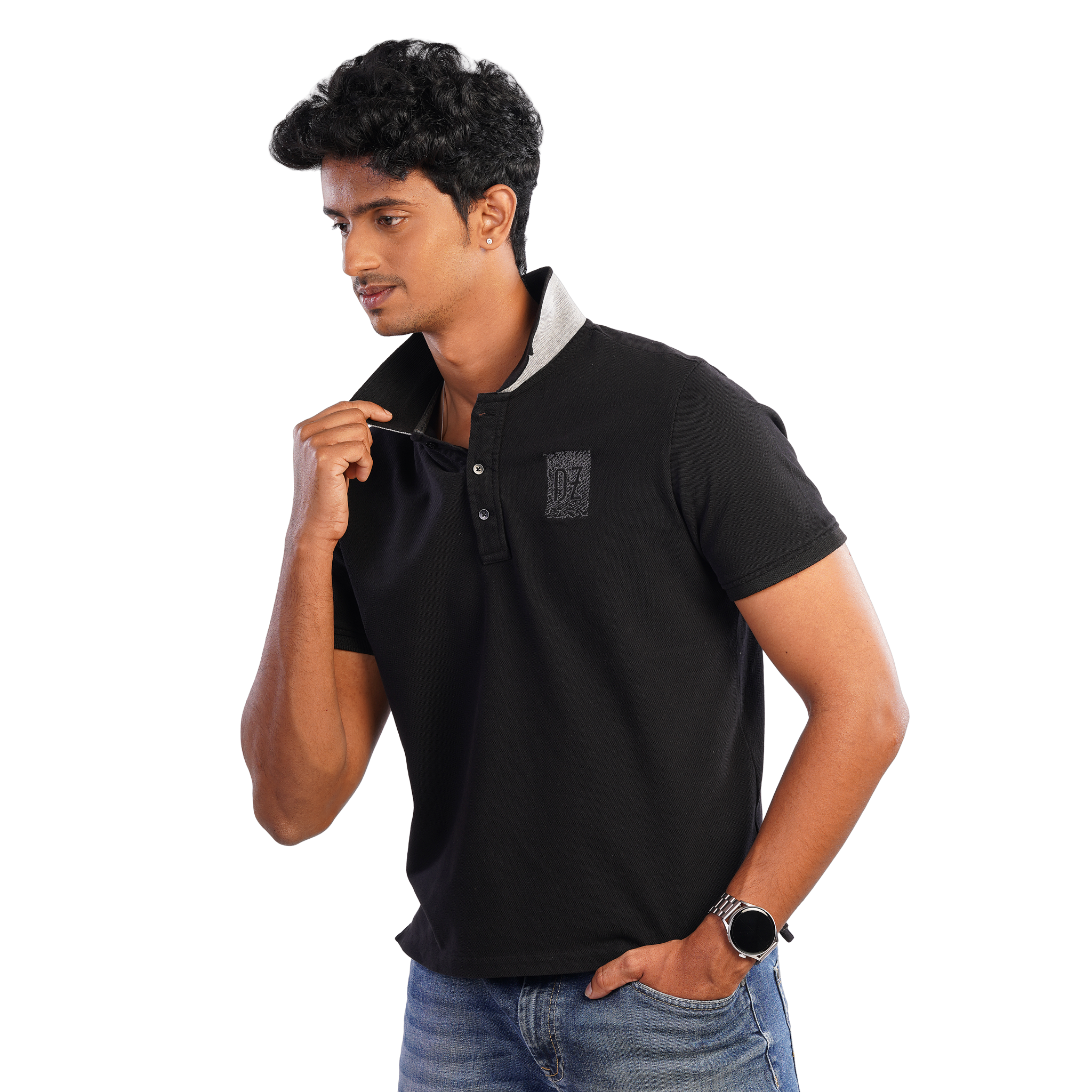 DZ Chest Embroidery Pique Polo Short Sleeve Shirt