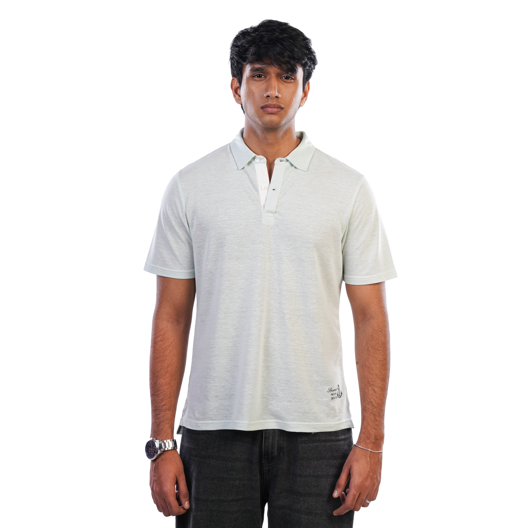 DZ Cotton Linen Pique Polo Short Sleeve Shirt
