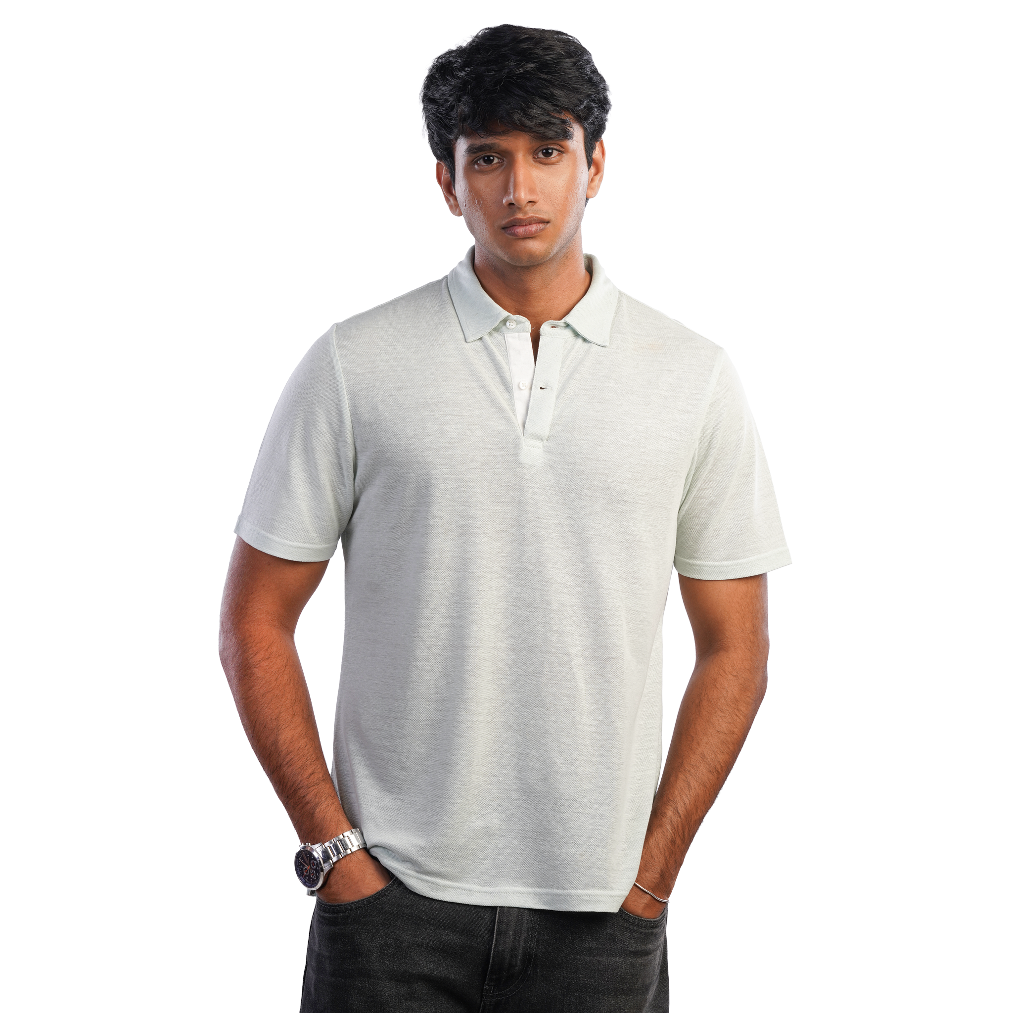 DZ Cotton Linen Pique Polo Short Sleeve Shirt