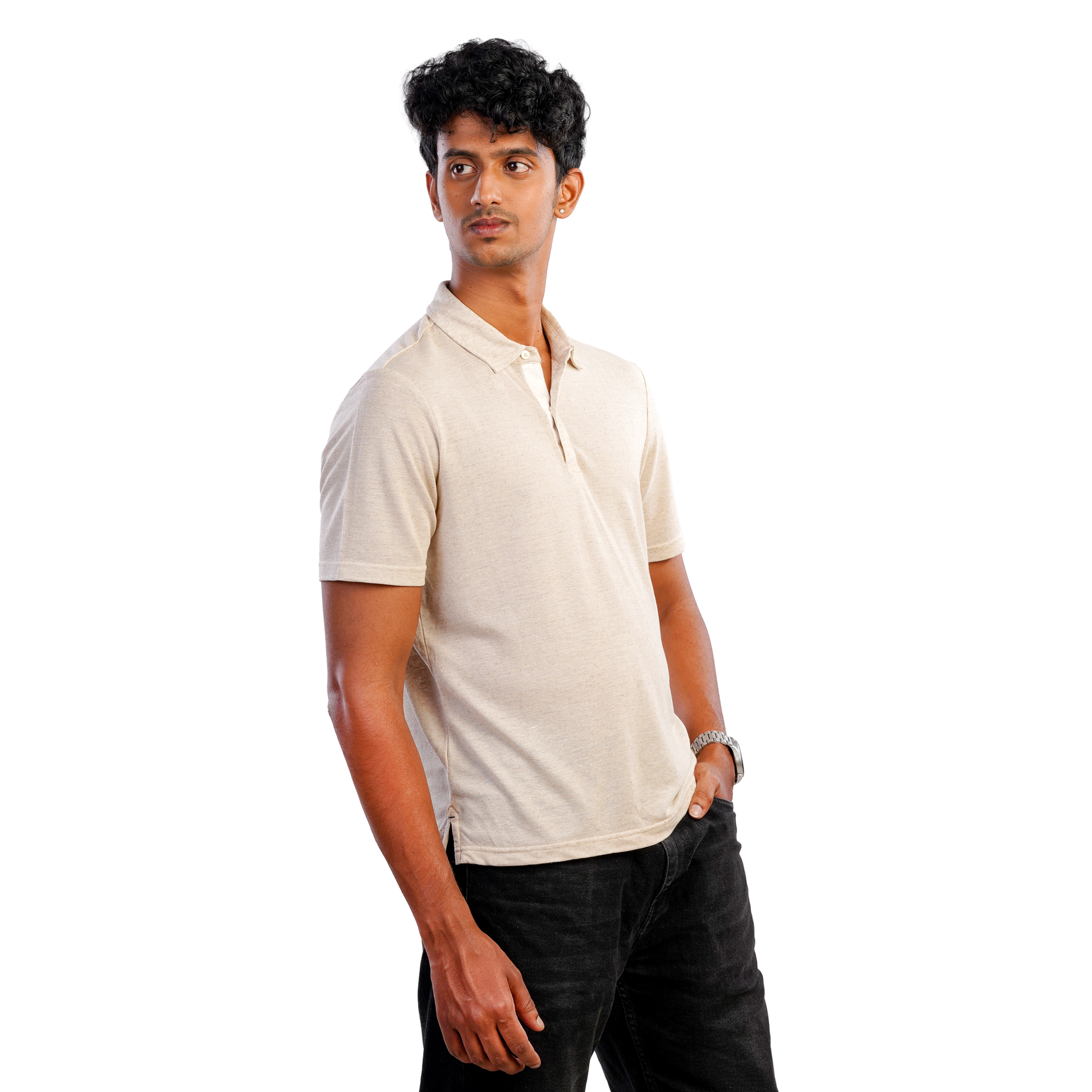 DUGAZI Linen Club Polo Fawn Men's Lifestyle Model