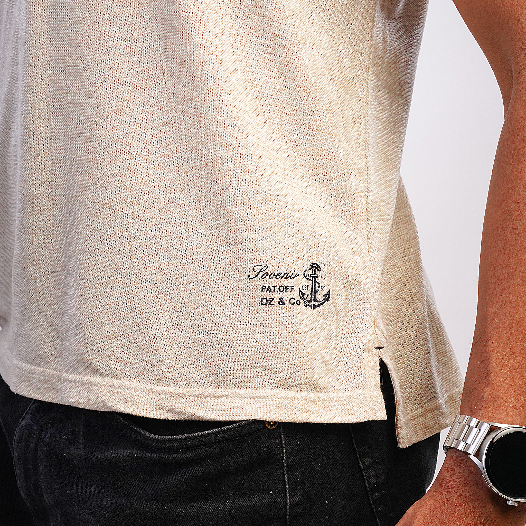 DZ Cotton Linen Pique Polo Short Sleeve Shirt