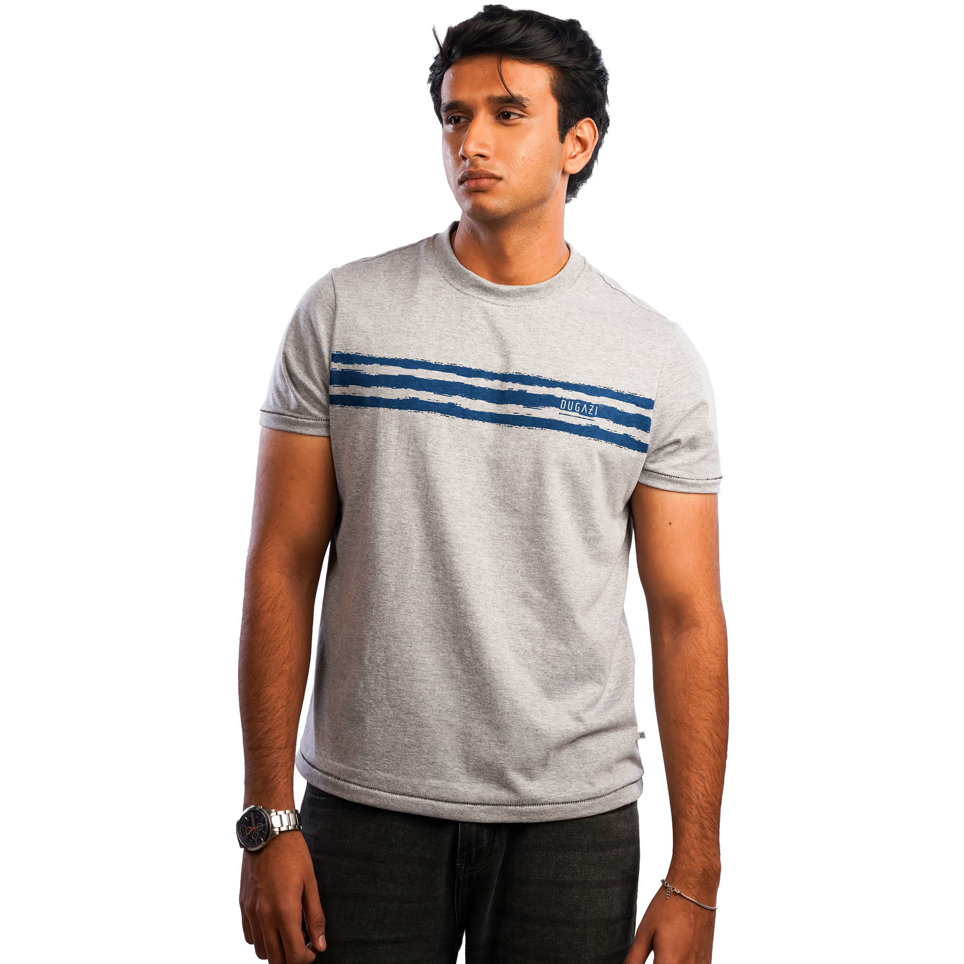 DUGAZI Grey Melange T-Shirt Men's Lifestyle Model