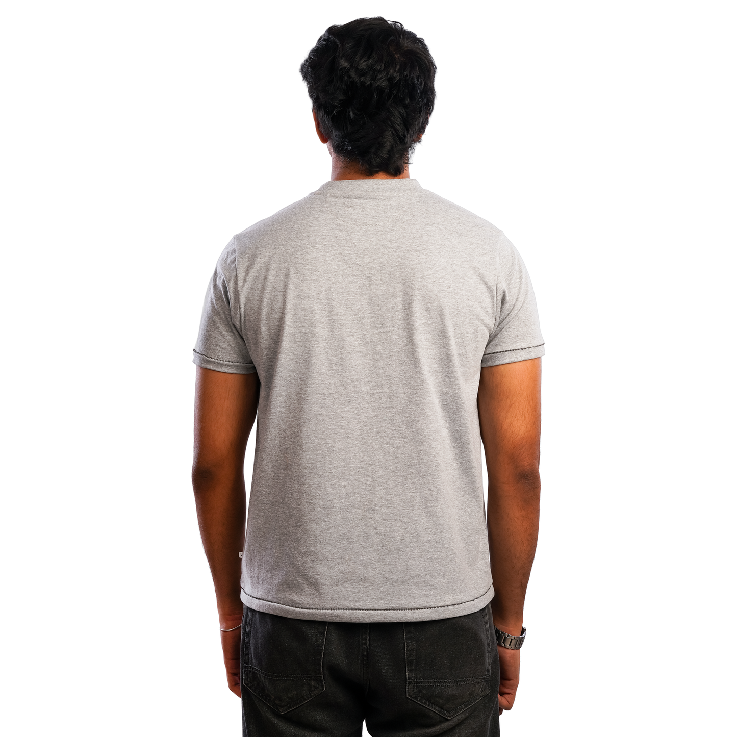 DUGAZI Grey Melange Chest Print Tee Lookbook