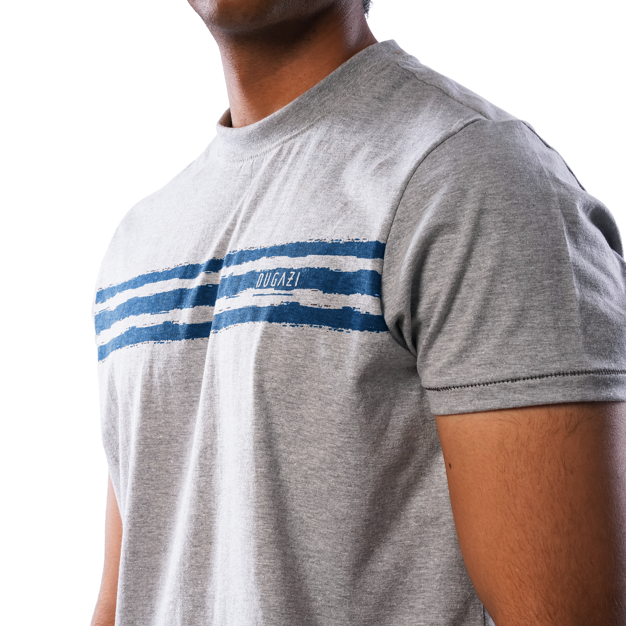 DZ Crew Neck Chest Print Short Sleeve Cotton T-Shirt