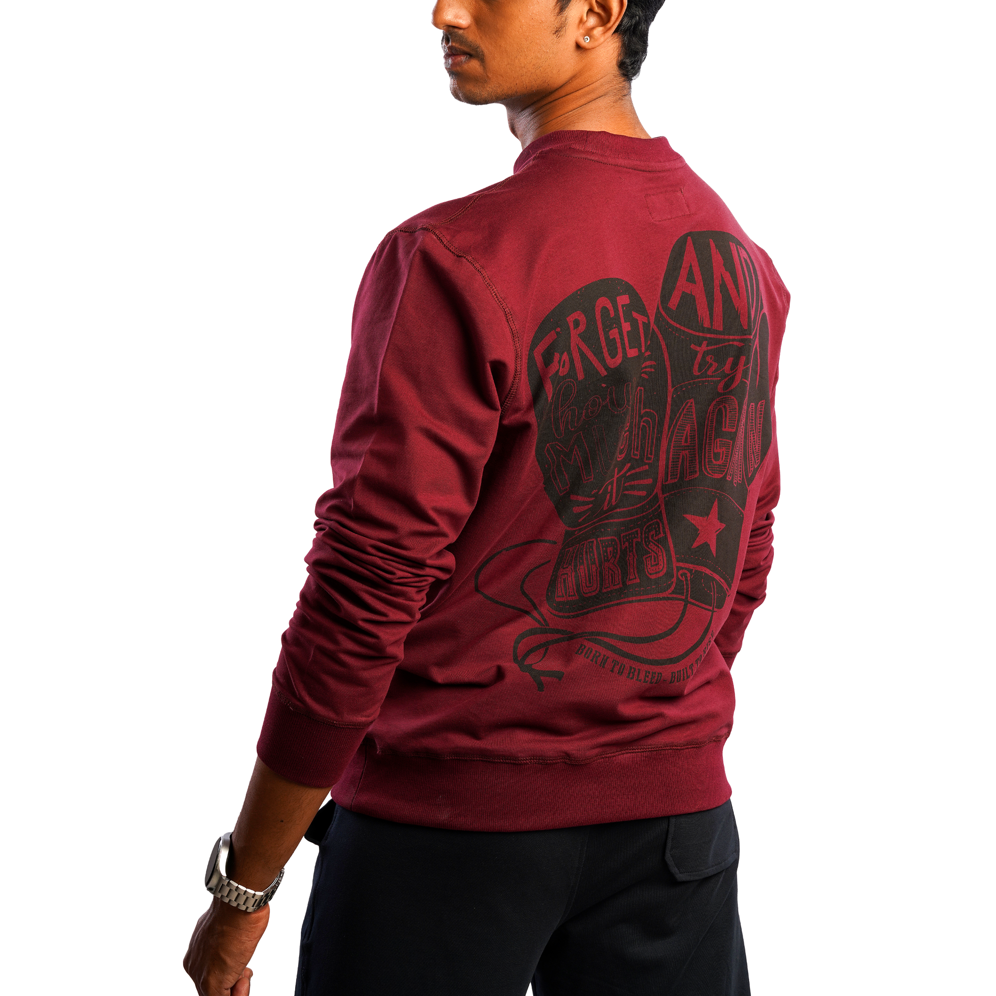 DZ French terry Back Print Long Sleeve Sweatshirt