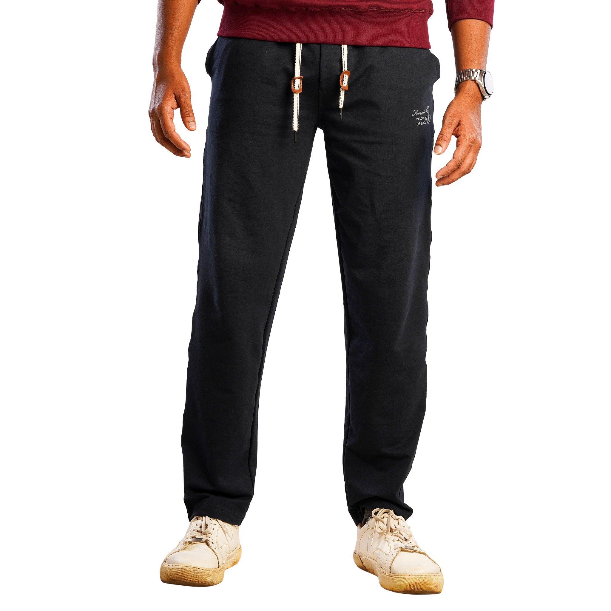 DZ French terry   Leisure Pants With Pure Leather Accessories
