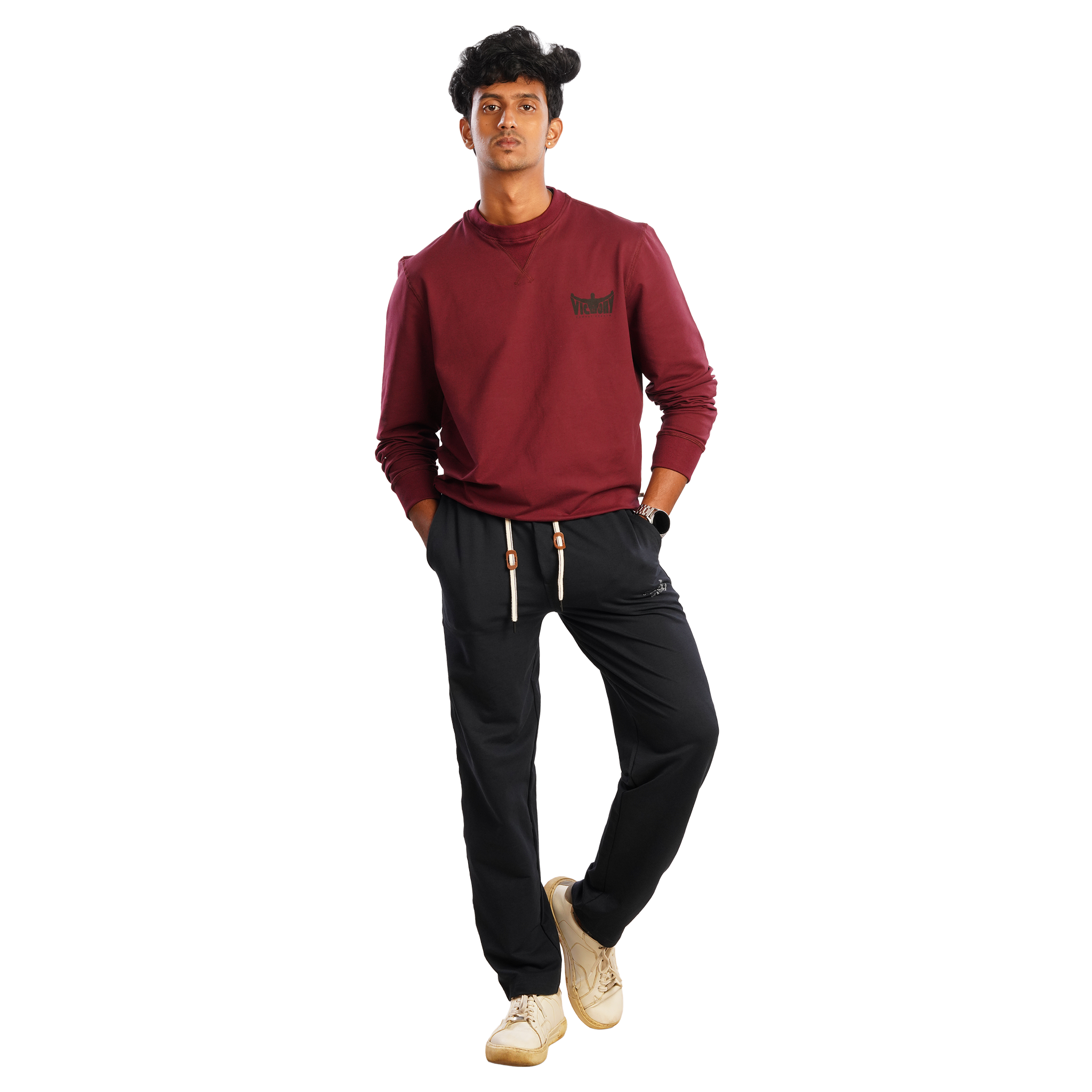 DZ French terry   Leisure Pants With Pure Leather Accessories