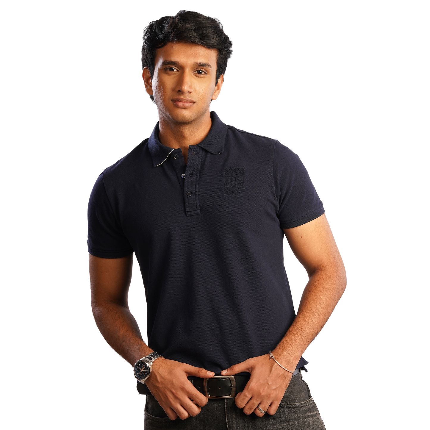 DUGAZI Crest Polo Navy Embroidery Detail Close Up