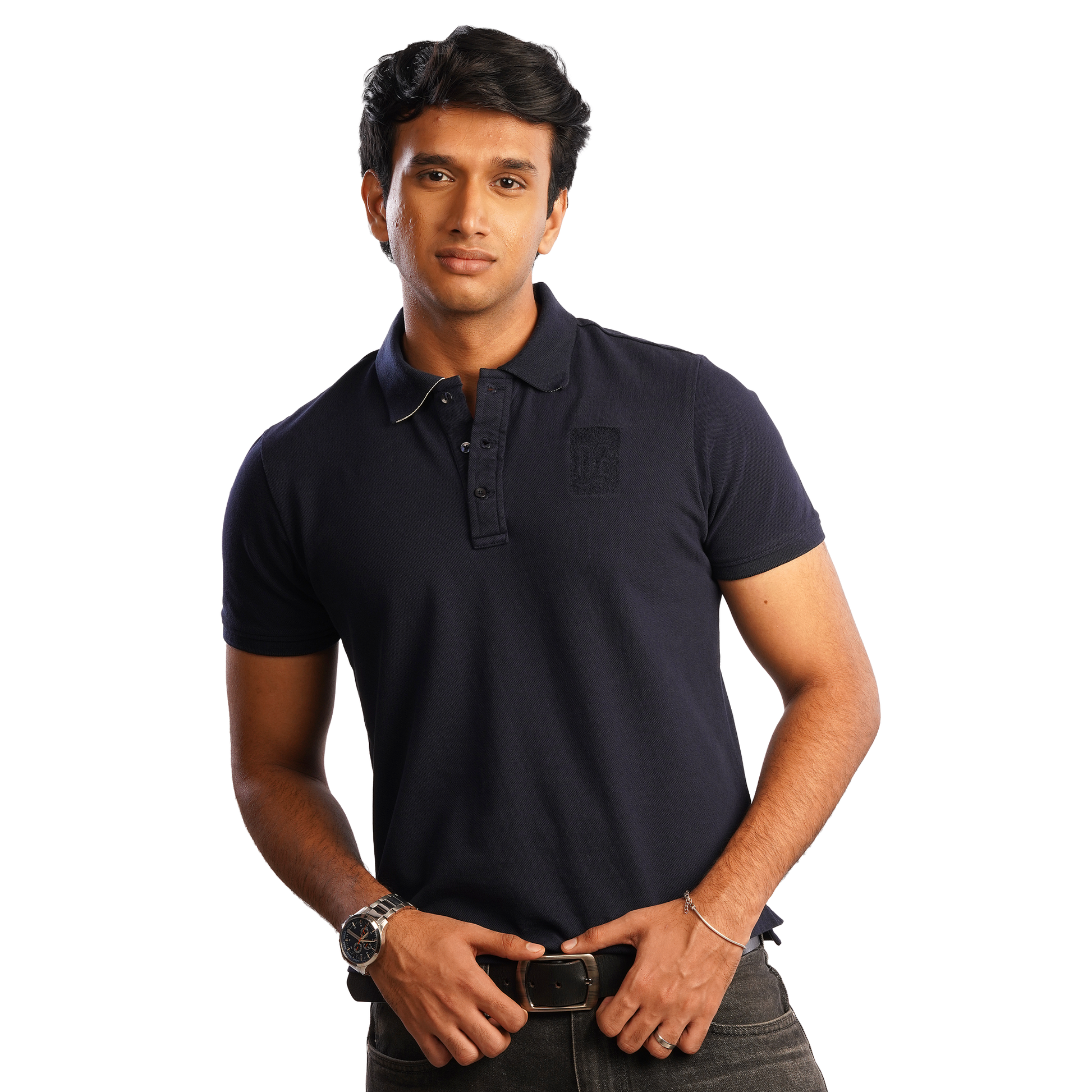 DUGAZI Crest Polo Navy Embroidery Detail Close Up