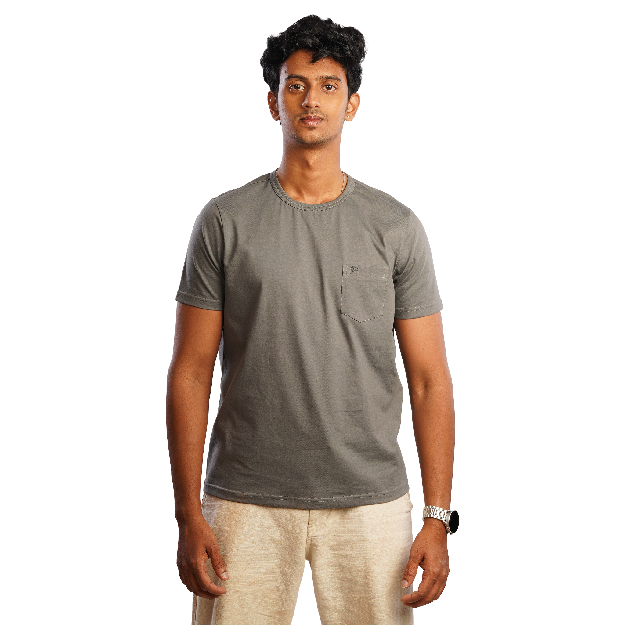 DZ Cotton Crew Neck Short Sleeve Pocket T-Shirt