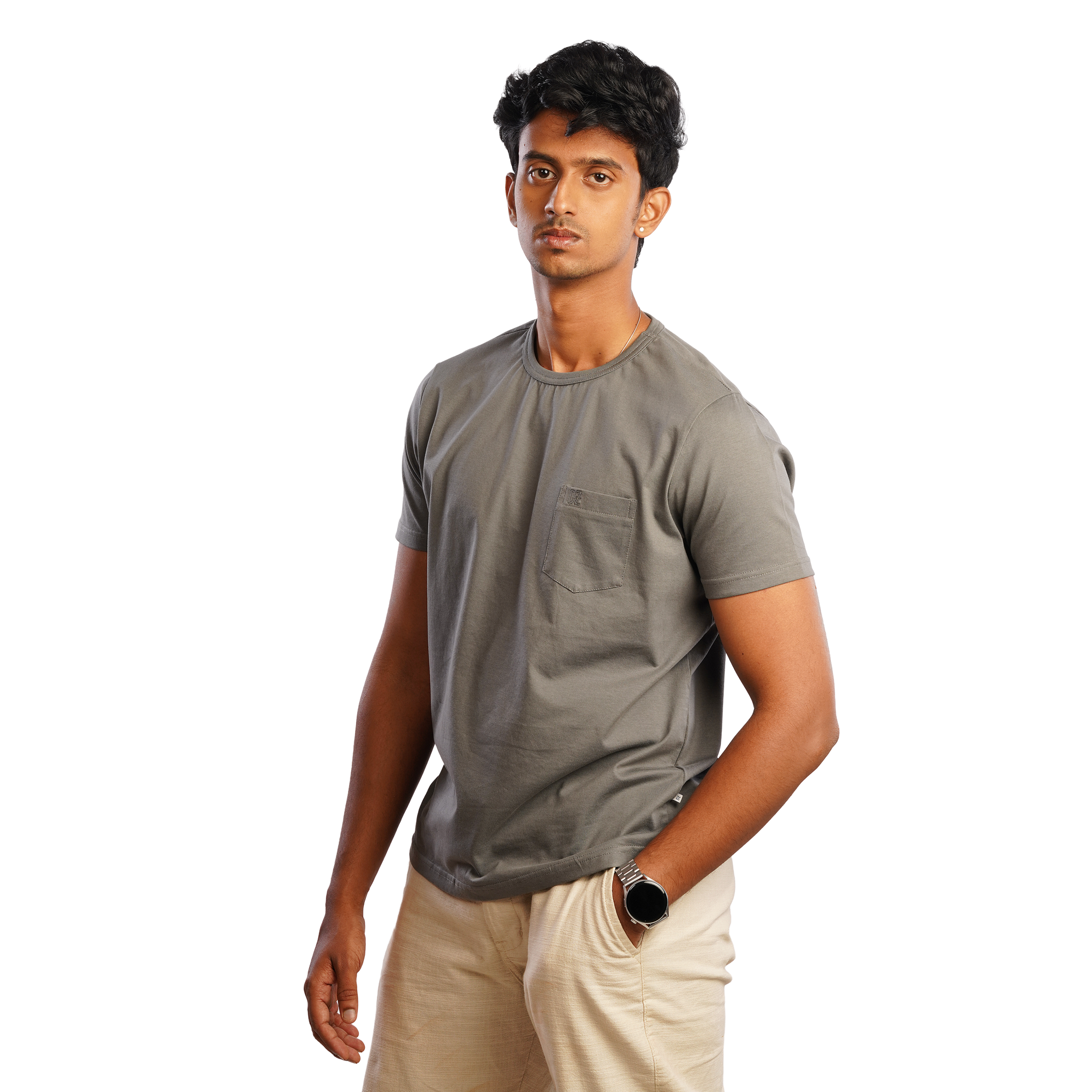 DZ Cotton Crew Neck Short Sleeve Pocket T-Shirt
